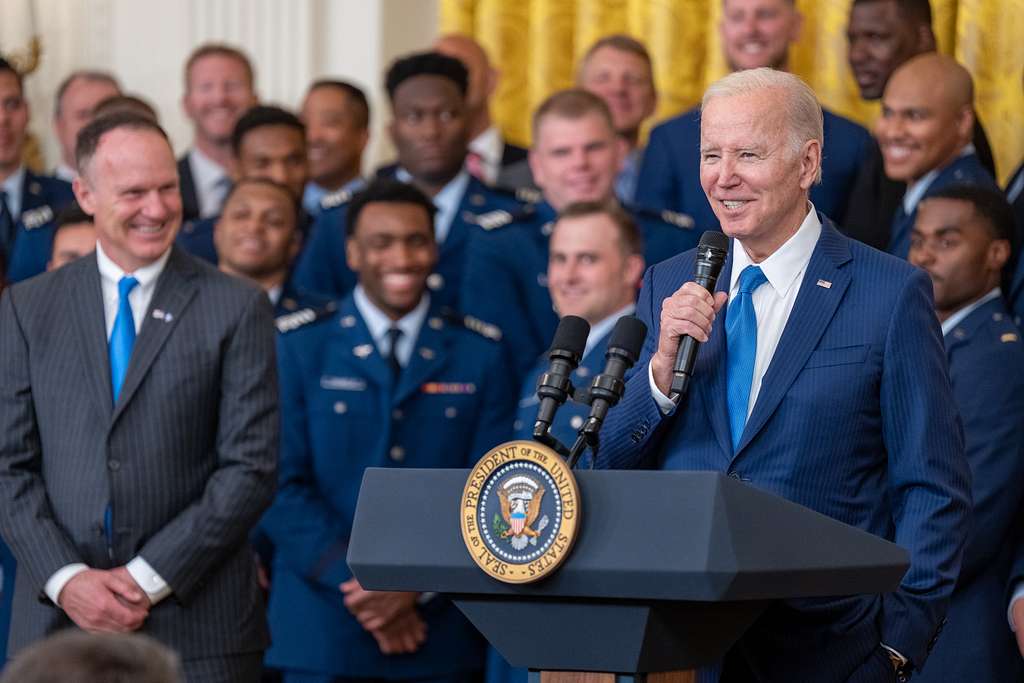 Joe Biden delivers speech at the White House. 